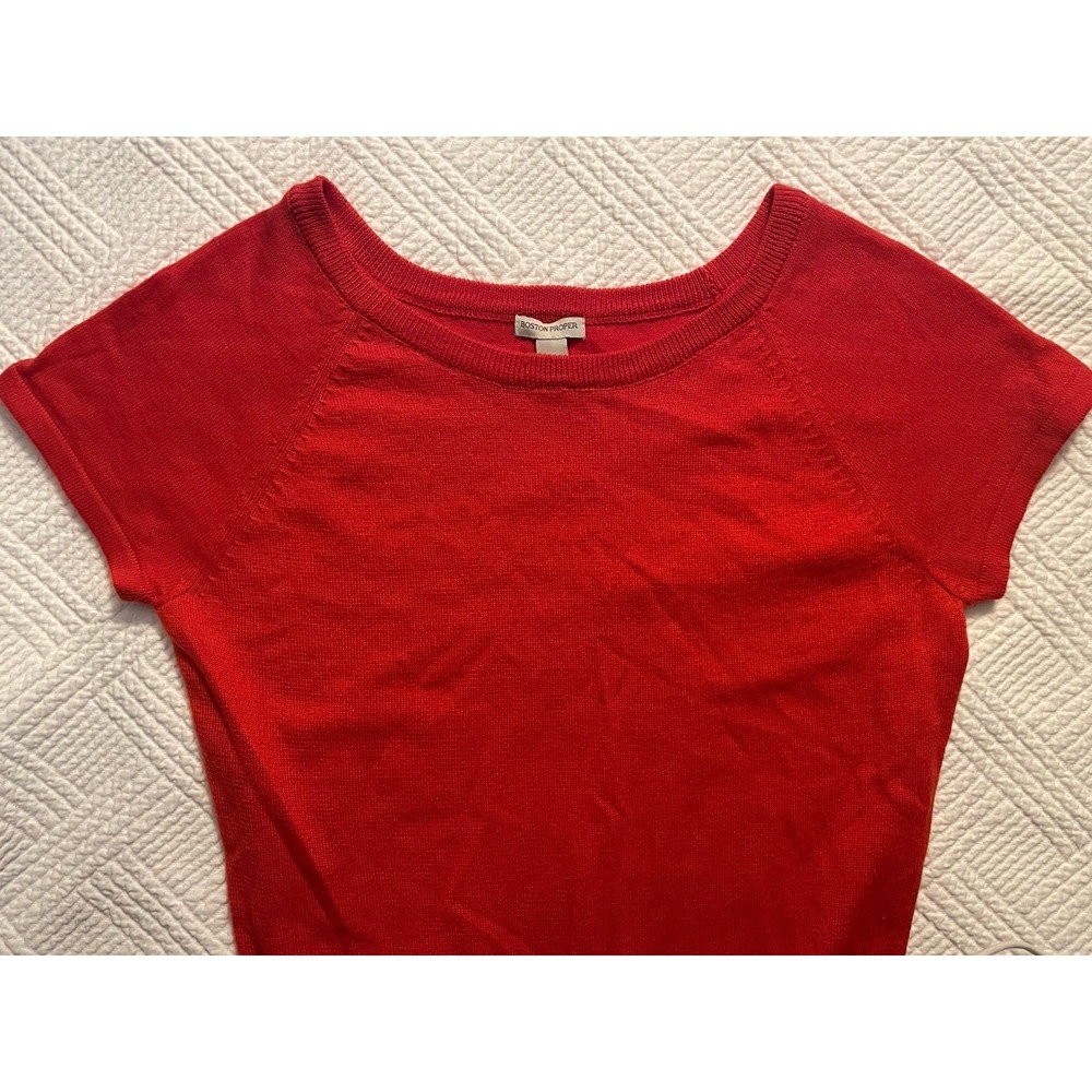 Boston Proper Dress Size Small Red Office Or Date Night Knee-length Silk Knit - Picture 2 of 10